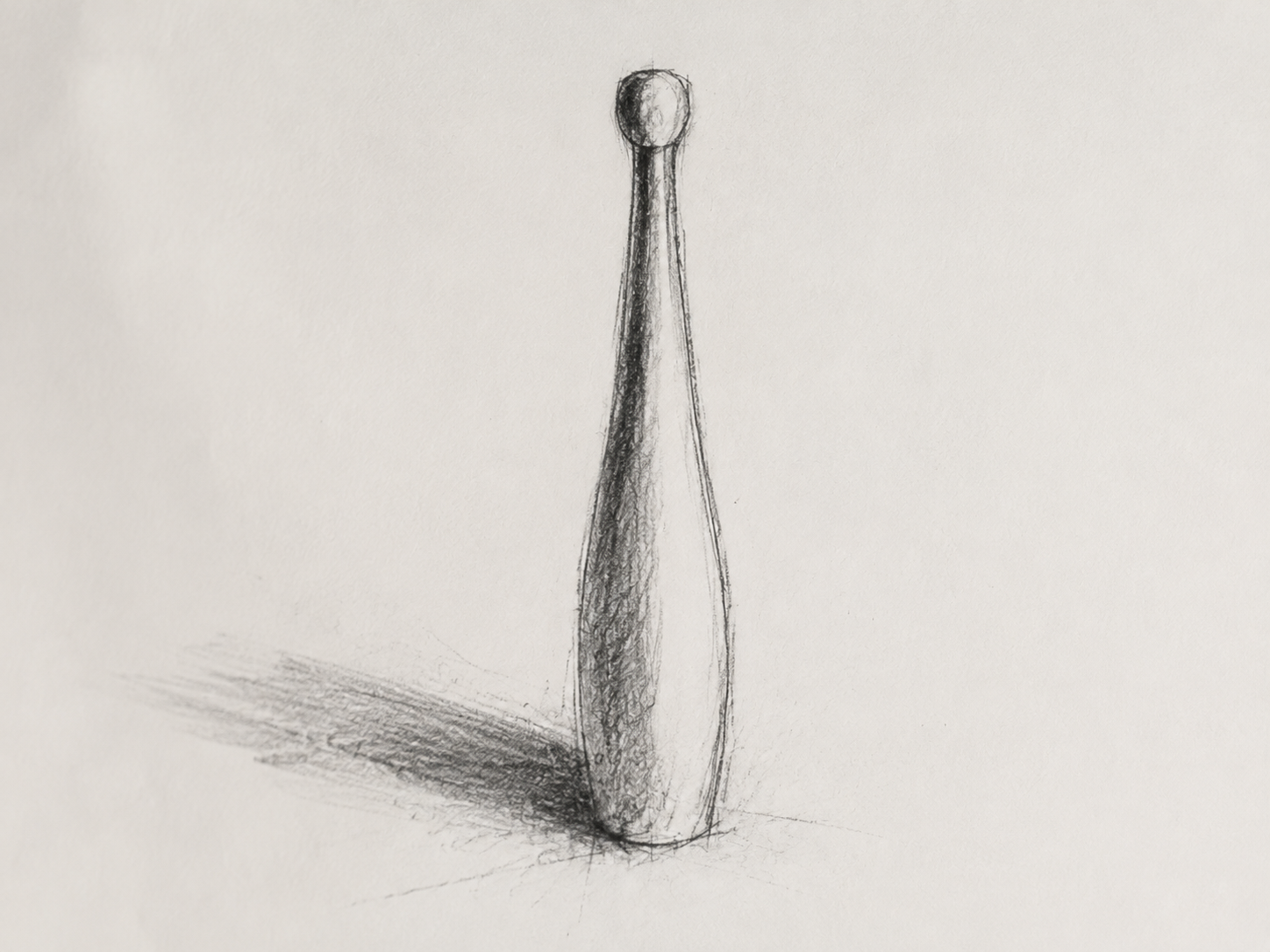 Developing graphite study of the wooden pin