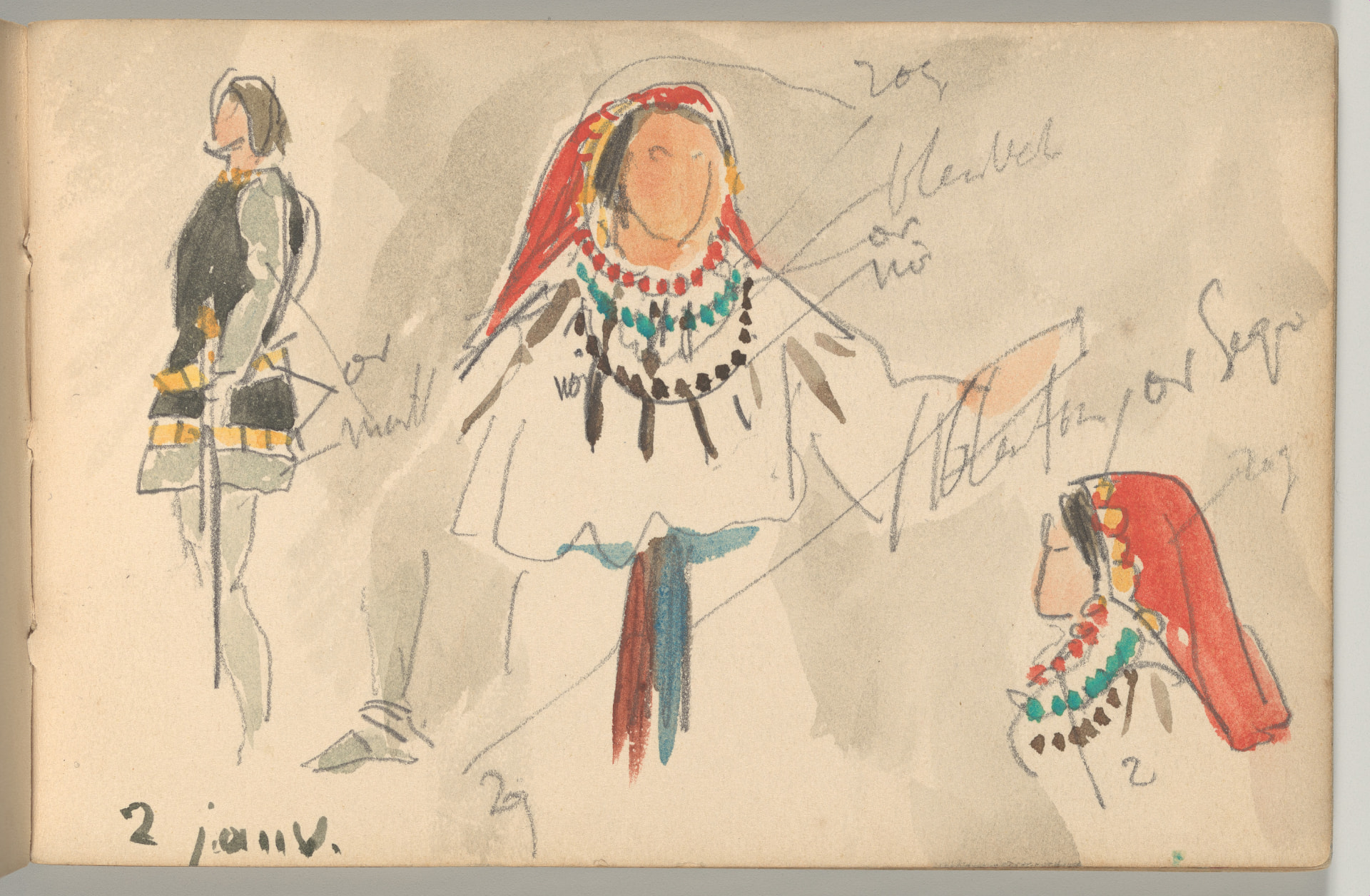 Eugène Delacroix, Othello Sketchbook, 1855. Watercolour, pen and ink, and graphite. The Metropolitan Museum of Art. Public Domain.