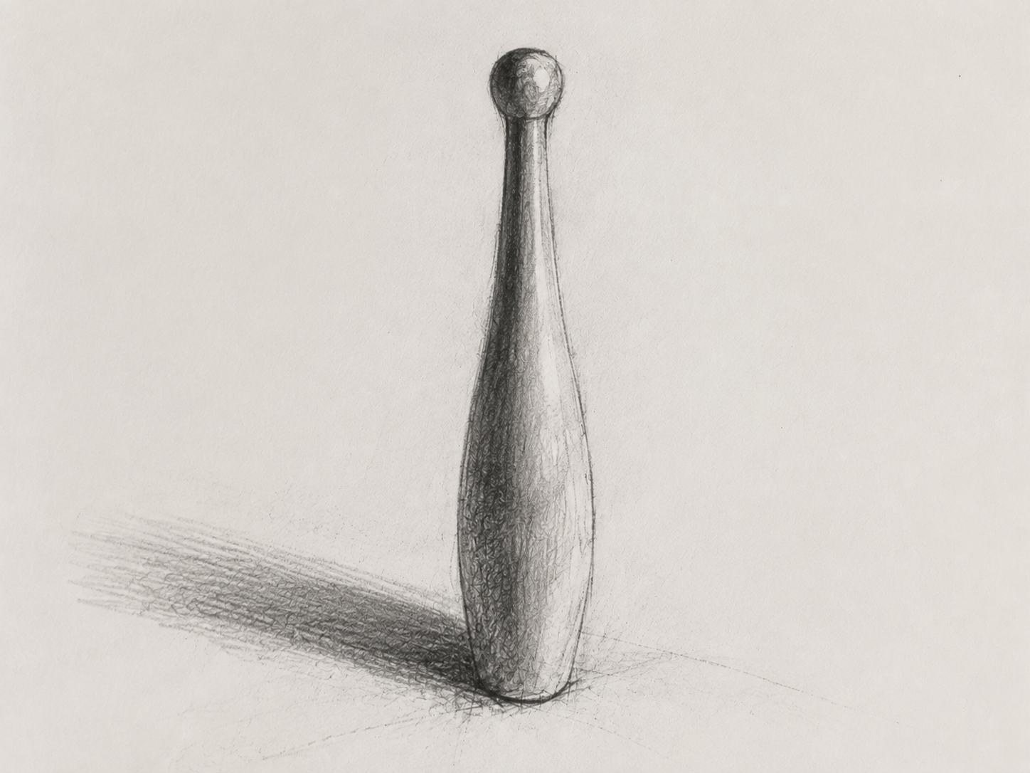 Graphite study of the wooden pin after looking again